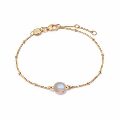 Daisy London Rainbow Moonstone Healing Stone Bracelet, Gold