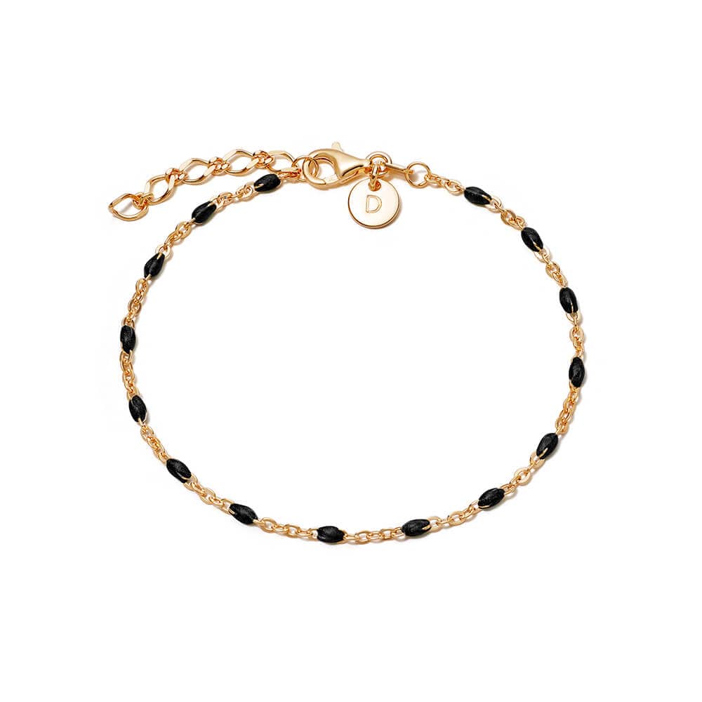 Daisy London Treasures Black Beaded Bracelet, Gold