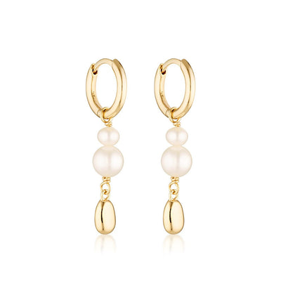 Linda Tahija Brook Pearl Huggie Earrings, Gold