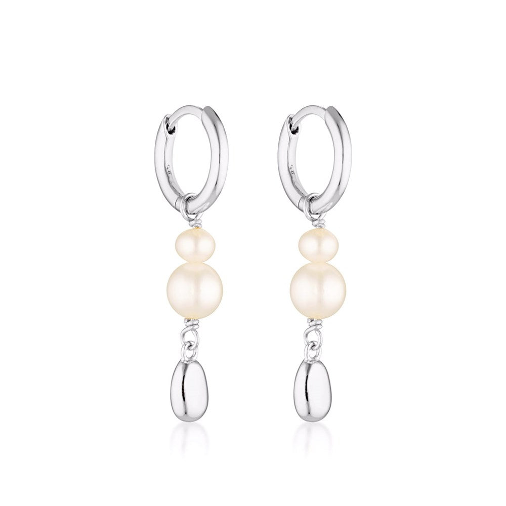 Linda Tahija Brook Pearl Huggie Earrings, Silver