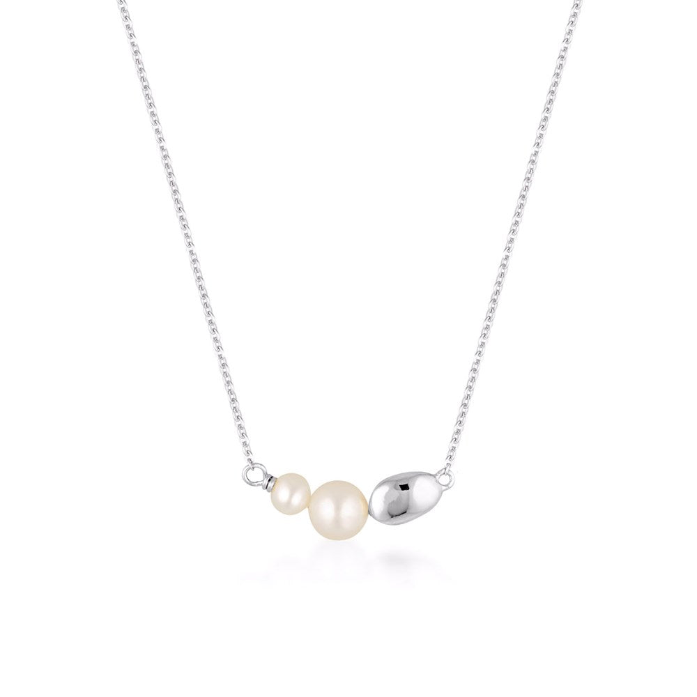 Linda Tahija Brook Pearl Necklace, Silver