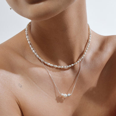 Linda Tahija Brook Pearl Necklace, Silver