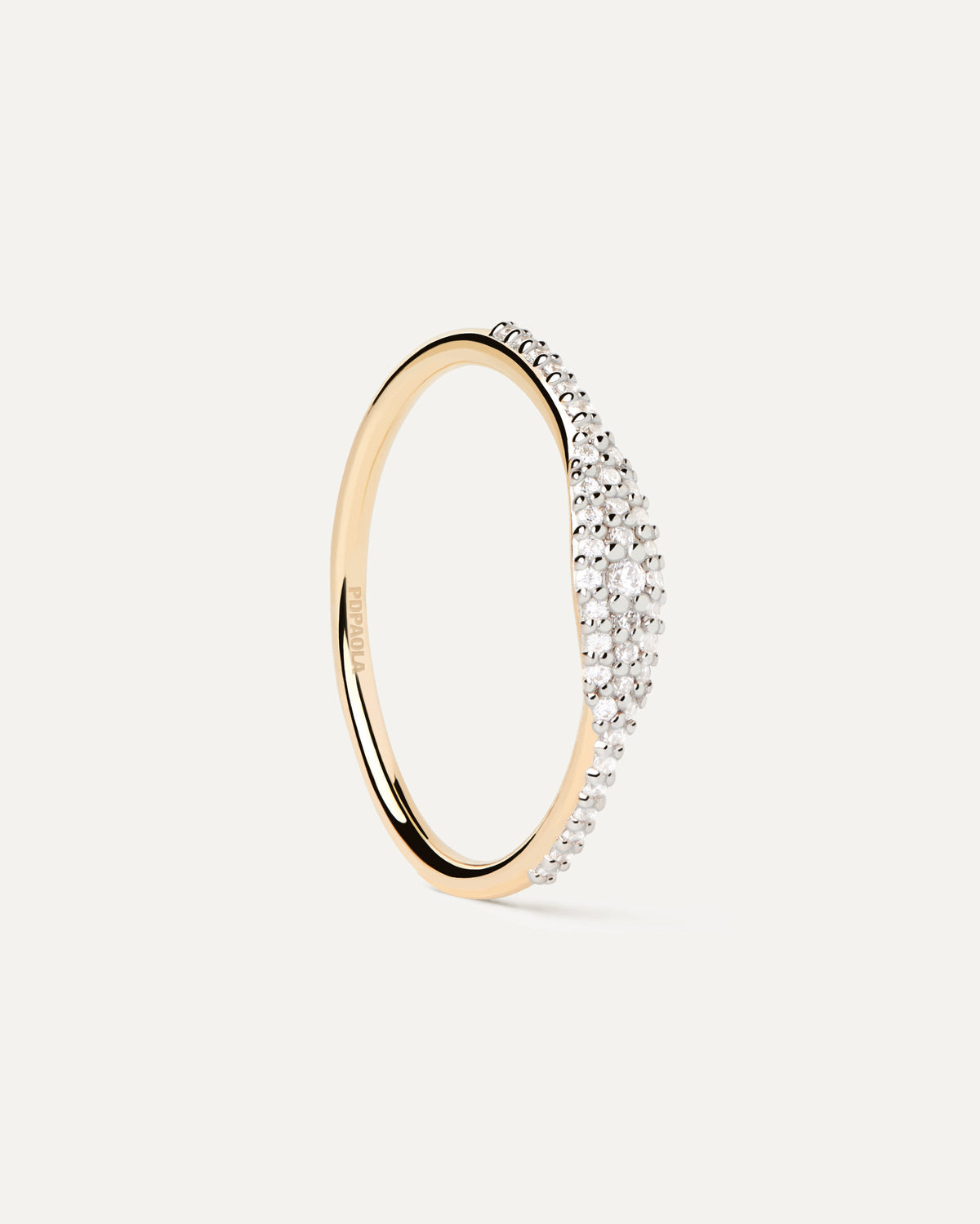 PD Paola Fine 18k Gold Diamond Estella Stamp Ring