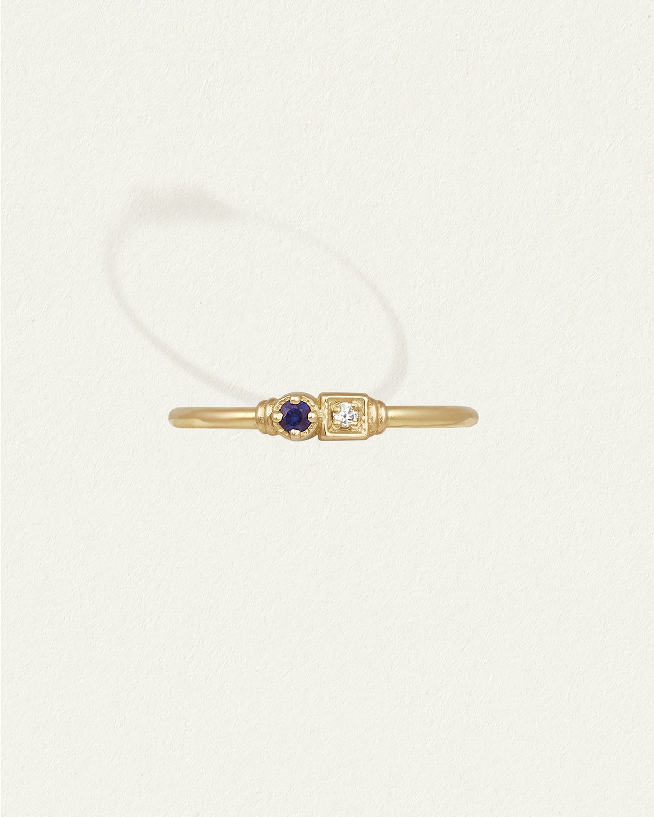 Temple of the Sun Solid Gold Lenci Ring, Diamond & Sapphire