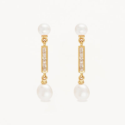 By Charlotte Breathe Pearl Drop Earrings, Gold or Silver