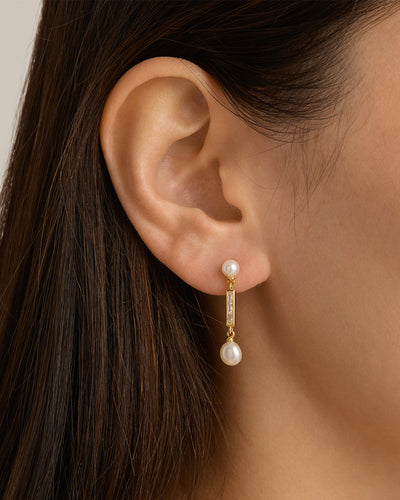 By Charlotte Breathe Pearl Drop Earrings, Gold or Silver