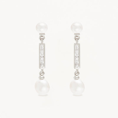 By Charlotte Breathe Pearl Drop Earrings, Gold or Silver