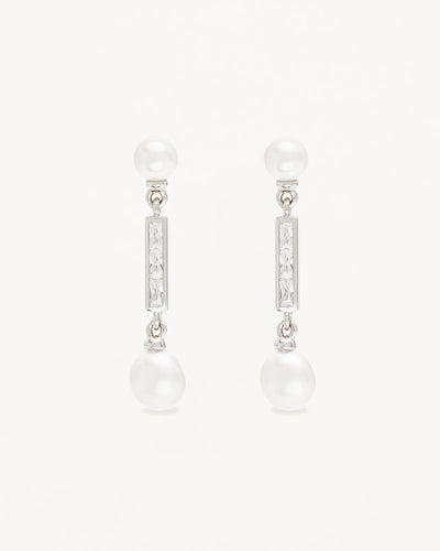 By Charlotte Breathe Pearl Drop Earrings, Gold or Silver