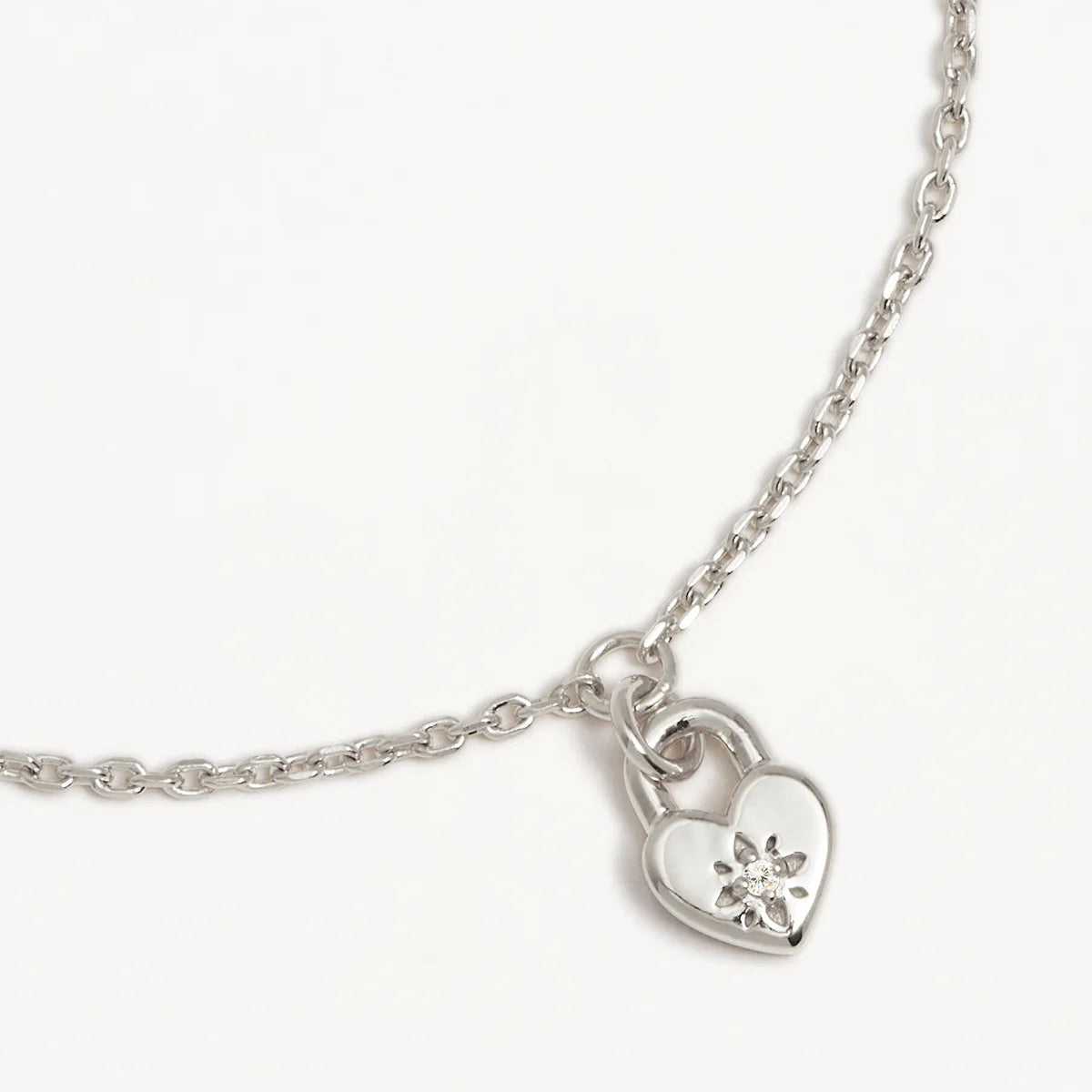 By Charlotte Crystal Lotus Padlock Bracelet, Silver