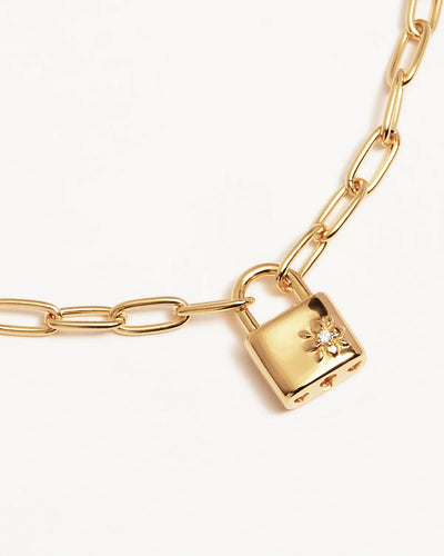 By Charlotte Promise Of Us Lotus Padlock Bracelet, Gold