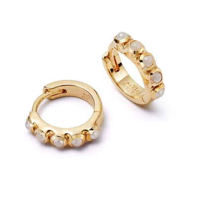 Daisy London Mini Pearl Huggie Earrings, Gold