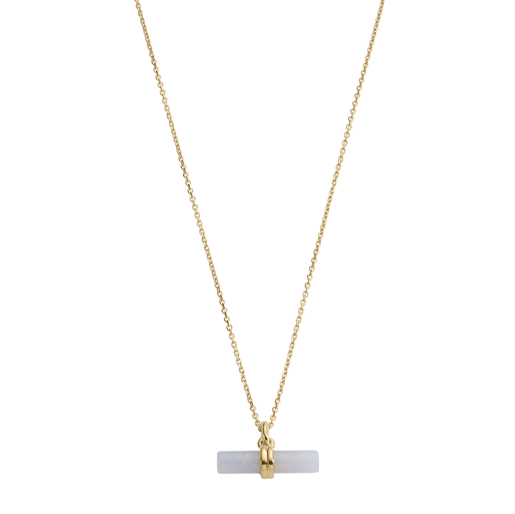 Kirstin Ash Blue Lace Agate T-Bar Necklace, Gold