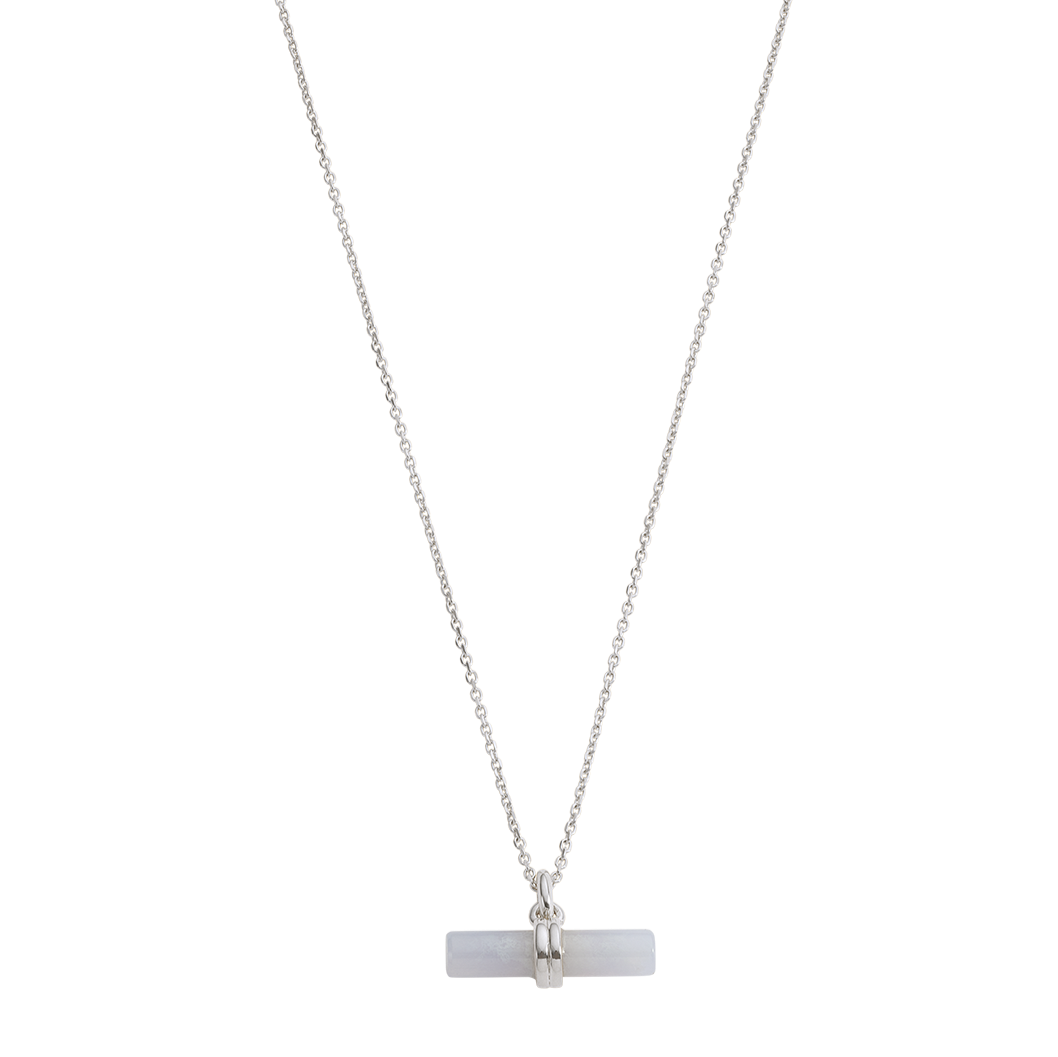 Kirstin Ash Blue Lace Agate T-Bar Necklace, Silver