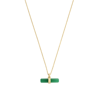 Kirstin Ash Green Onyx T-Bar Necklace, Gold