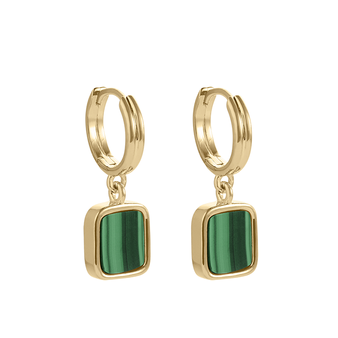 Kirstin Ash Malachite Hoops, Gold