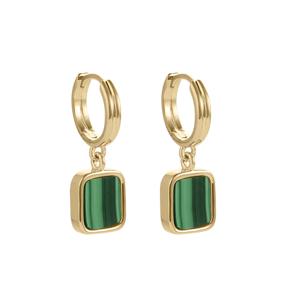 Kirstin Ash Malachite Hoops, Gold