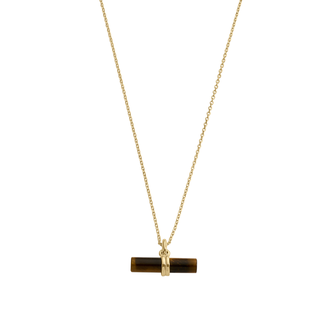 Kirstin Ash Tigers Eye T-Bar Necklace, Gold