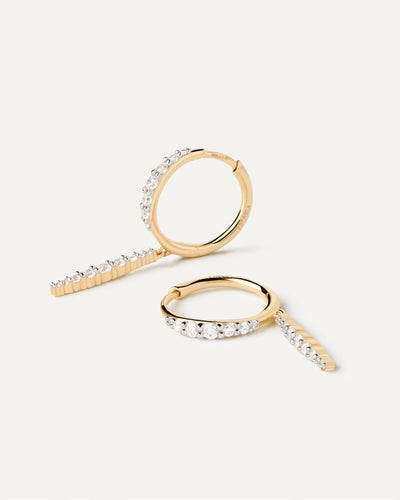 PD Paola Fine 18k Gold Diamond Kate Drop Hoops