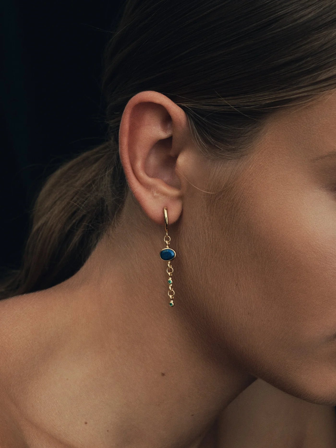 Temple of the Sun Lazuli Earrings, Gold