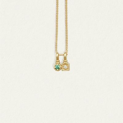 Temple of the Sun Solid Gold Lenci Diamond & Emerald Necklace