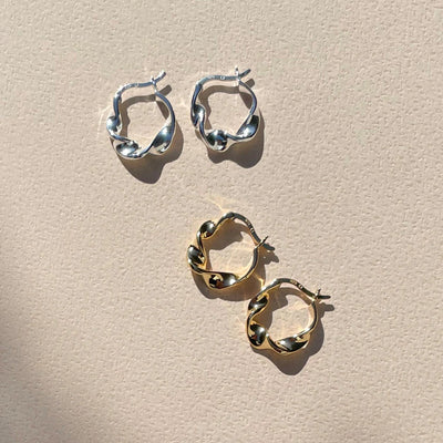 Linda Tahija Twist Hoop Earrings, Gold or Silver